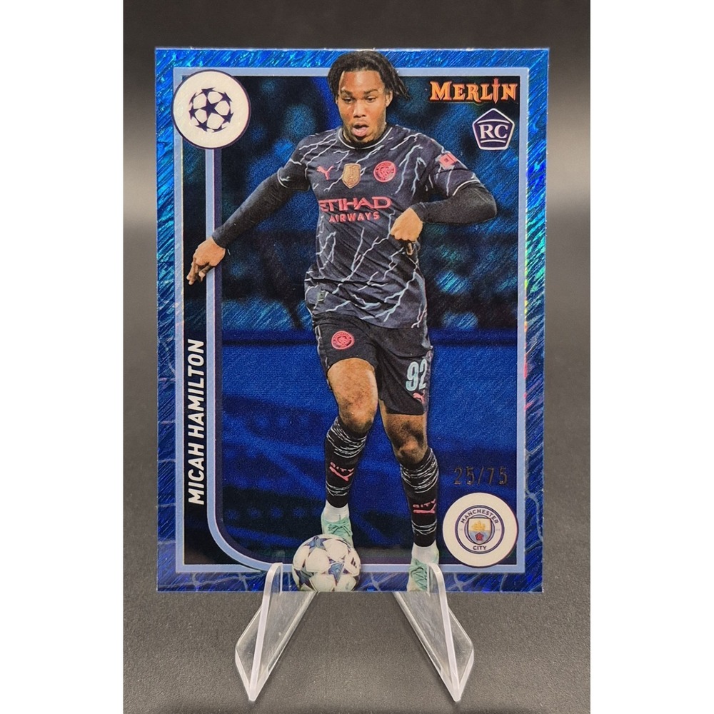 2023-24 Topps Chrome Merlin UEFA Micah Hamilton #140 Blue Shimmers /75